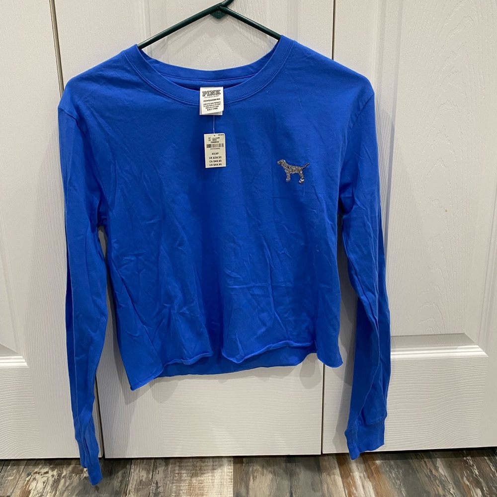 PINK cropped long sleeve tee